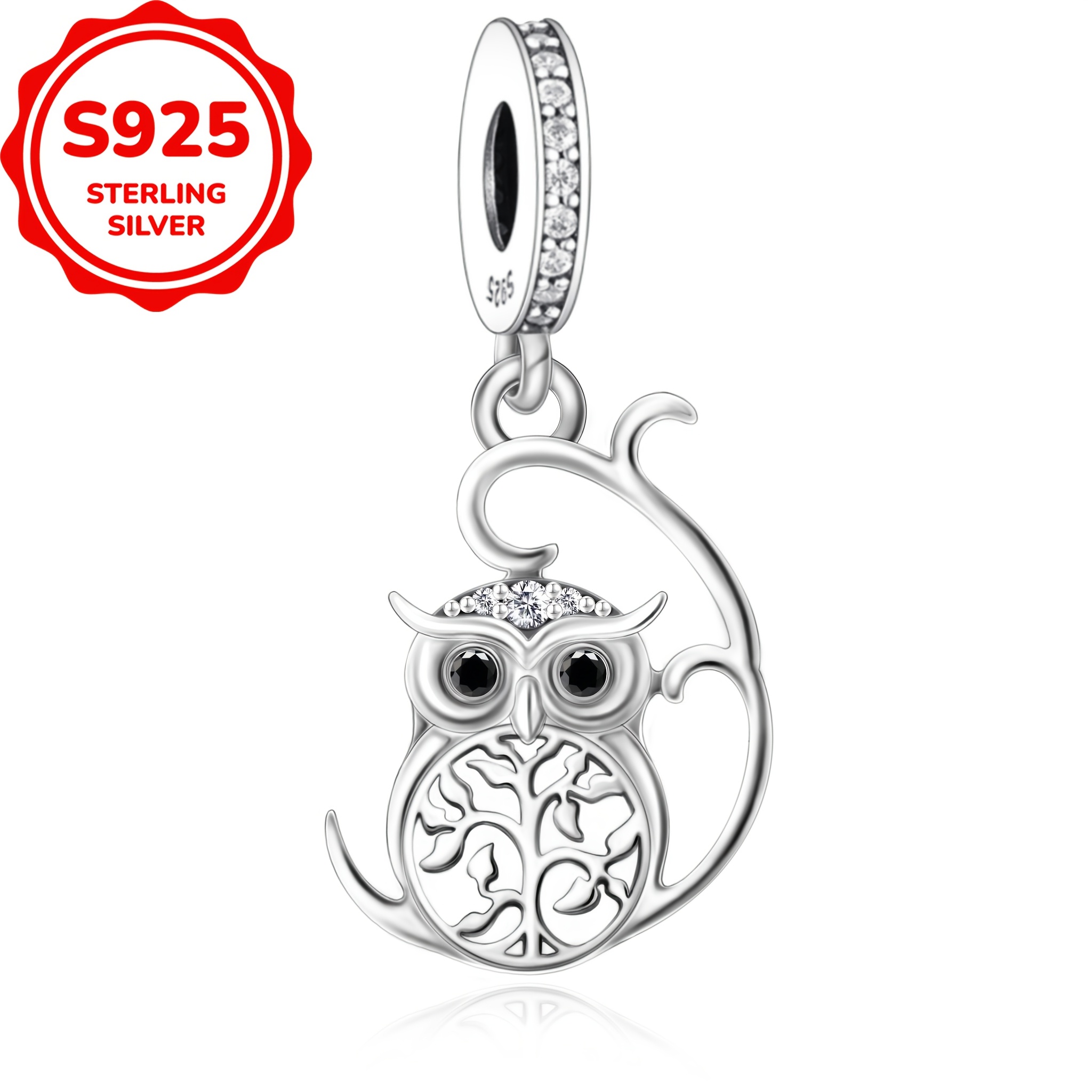 925 Sterling Silver Exquisite Owl Pendant for Jewelry Making